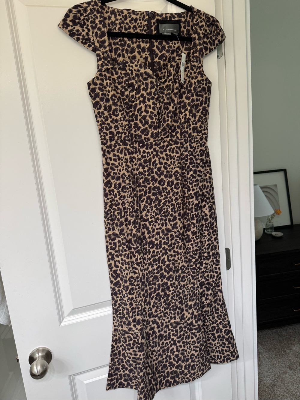 Maeve The Cecily Fit & Flare Sweetheart Dress Anthropologie Leopard - Picture 2 of 5